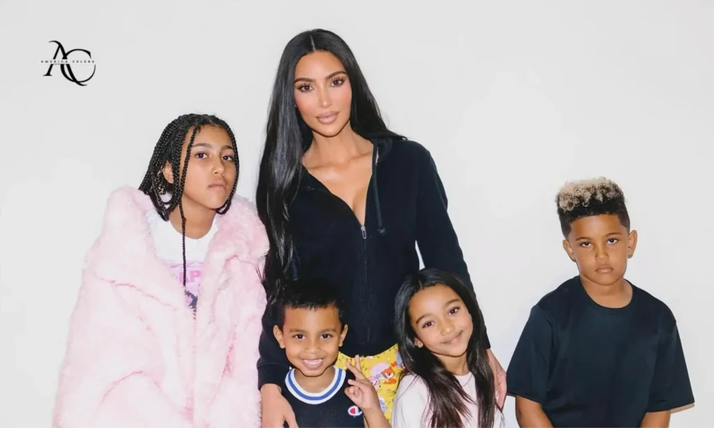 kim kardashian with his childrens North, Saint, Chicago, and Psalm