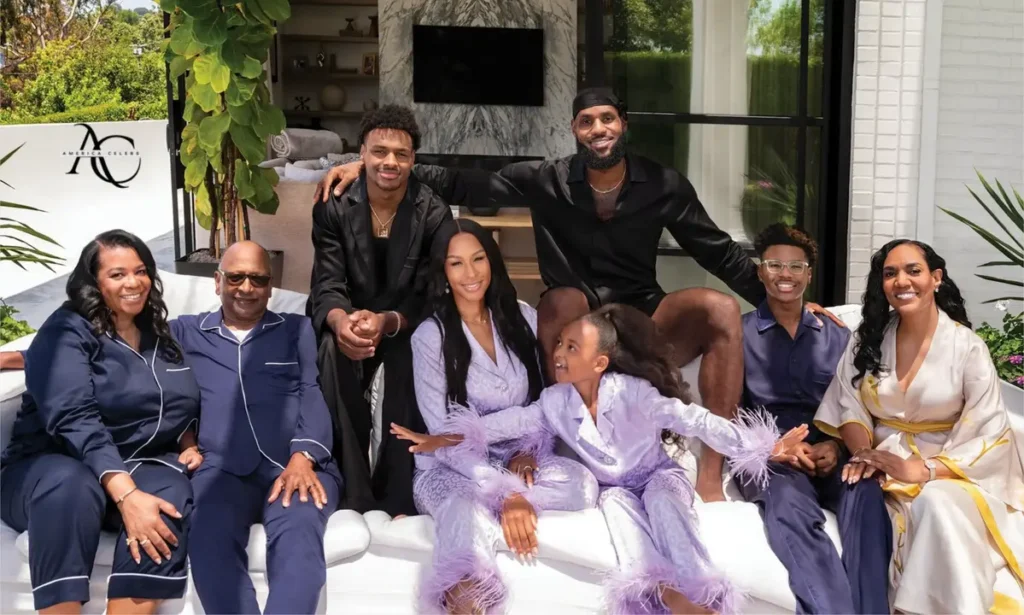 LeBron James with his family