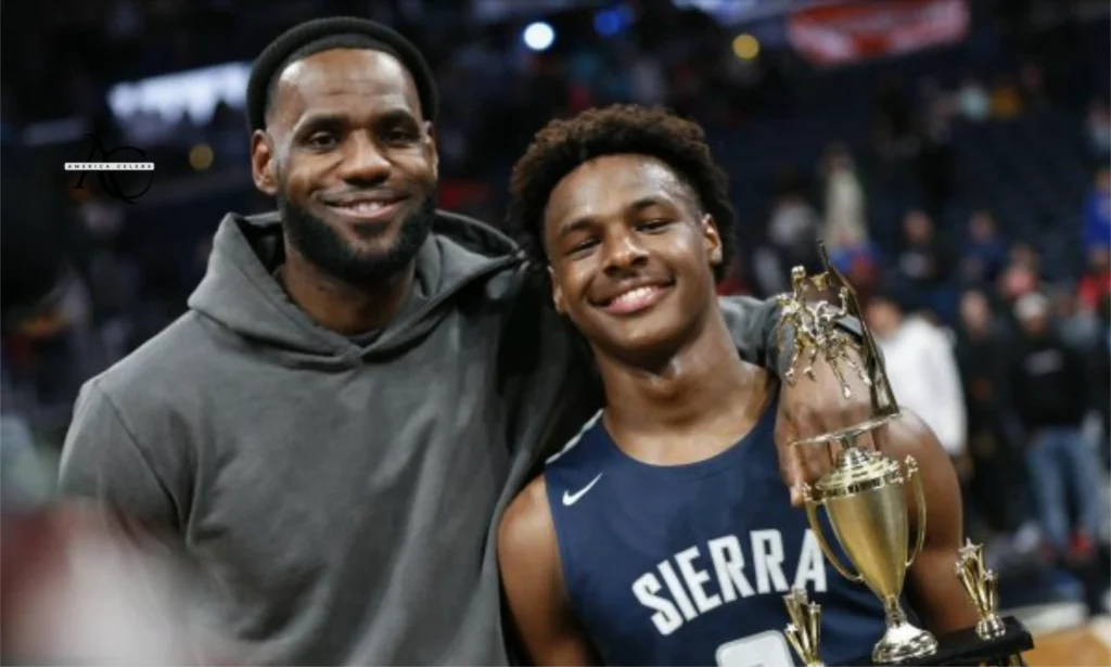 NBA star LeBron James playing with his son bronny james